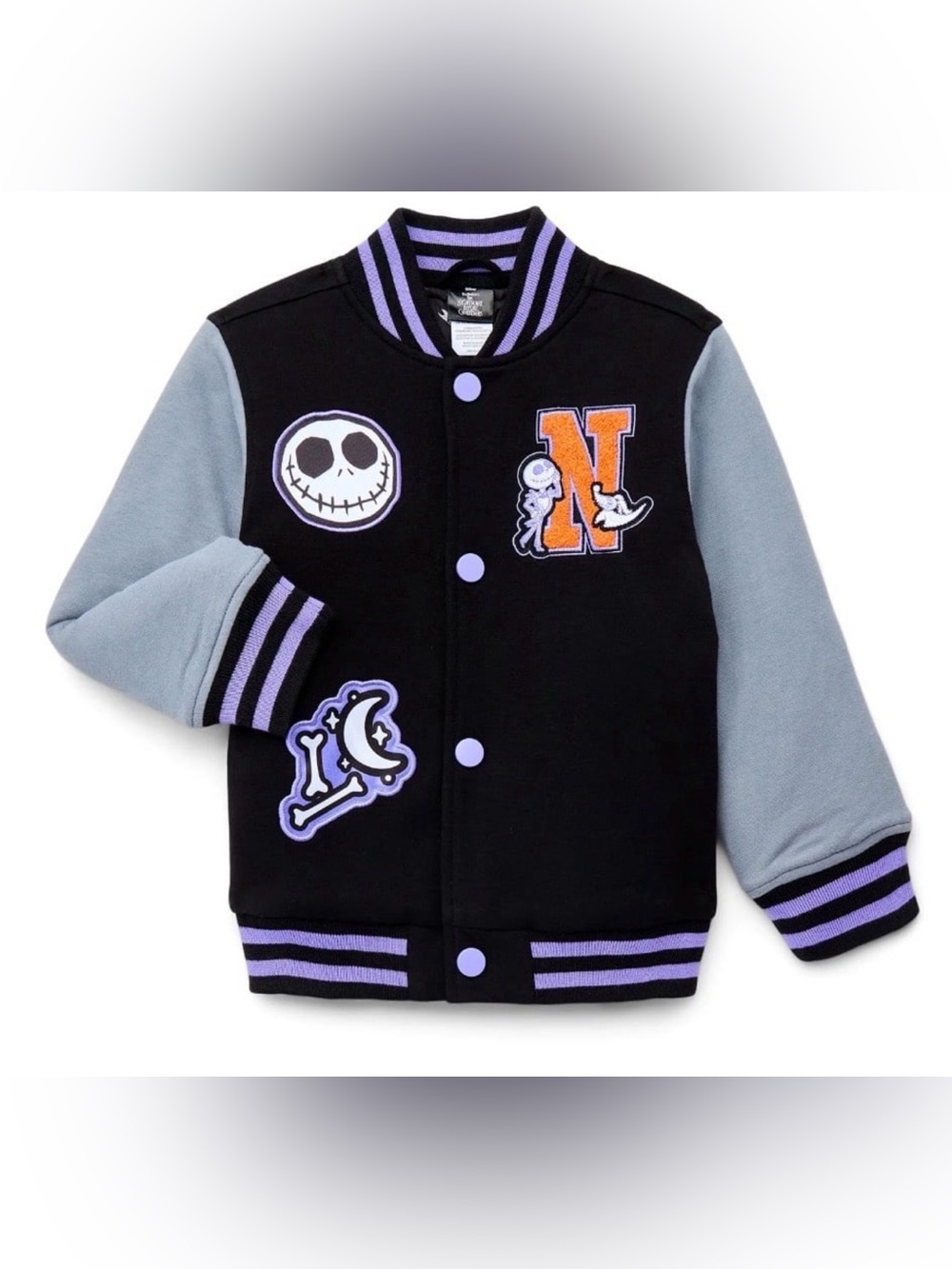 Disney Toddler Girl The Nightmare Before Christmas Character Varsity Jacket NWT